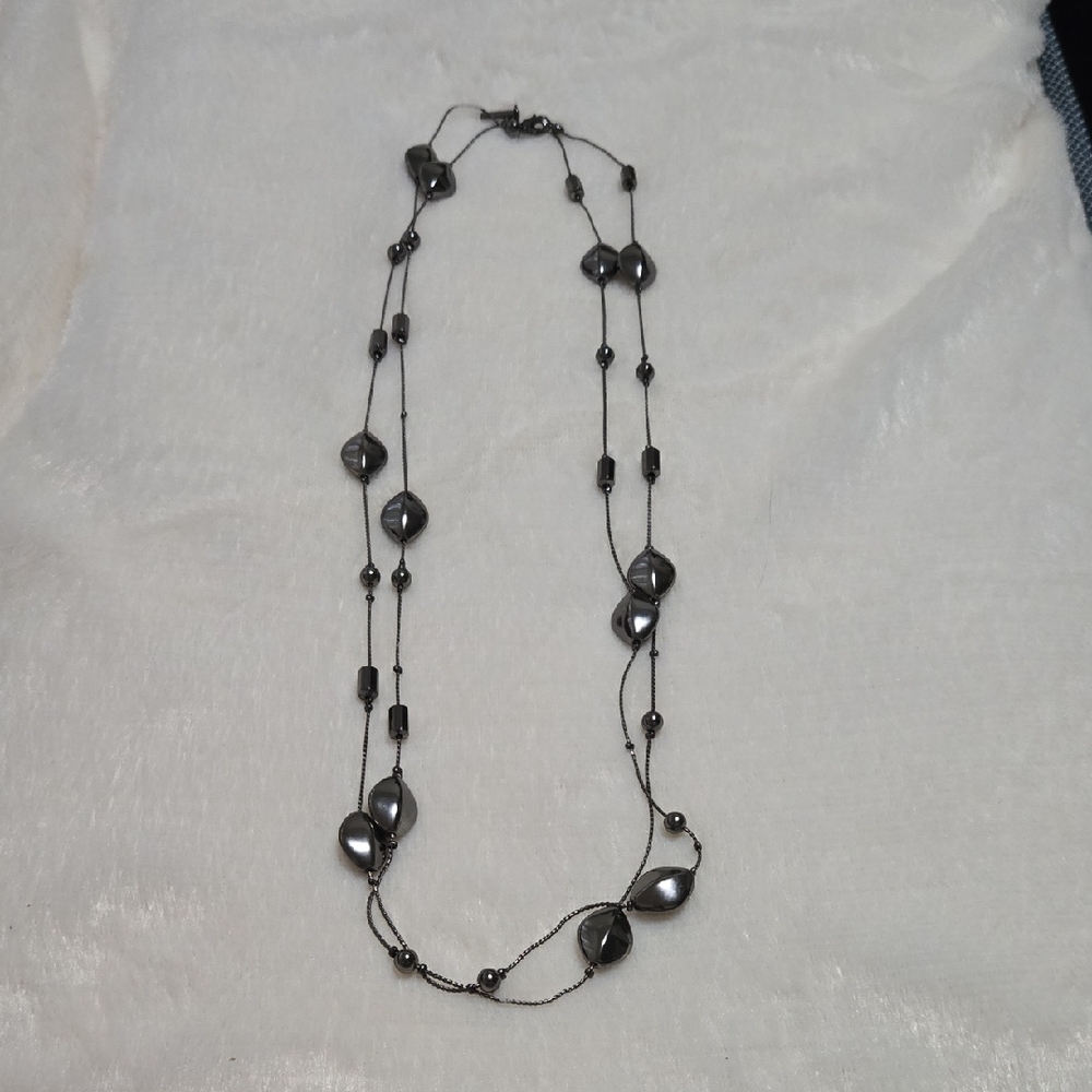 Silver Tone Multi-Bead Long Necklace - Women's Jewelry